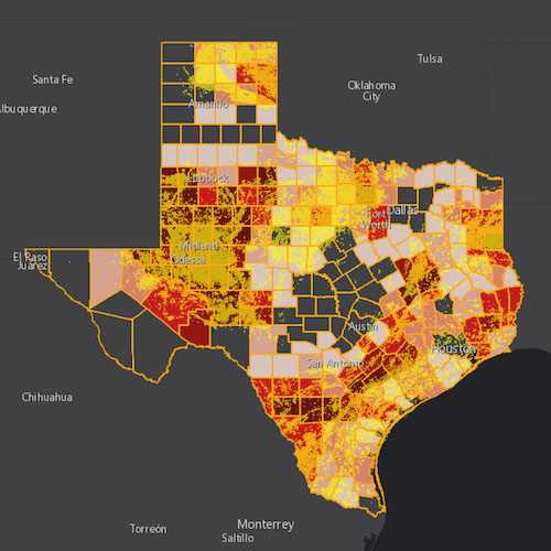 Texas methane threat map
